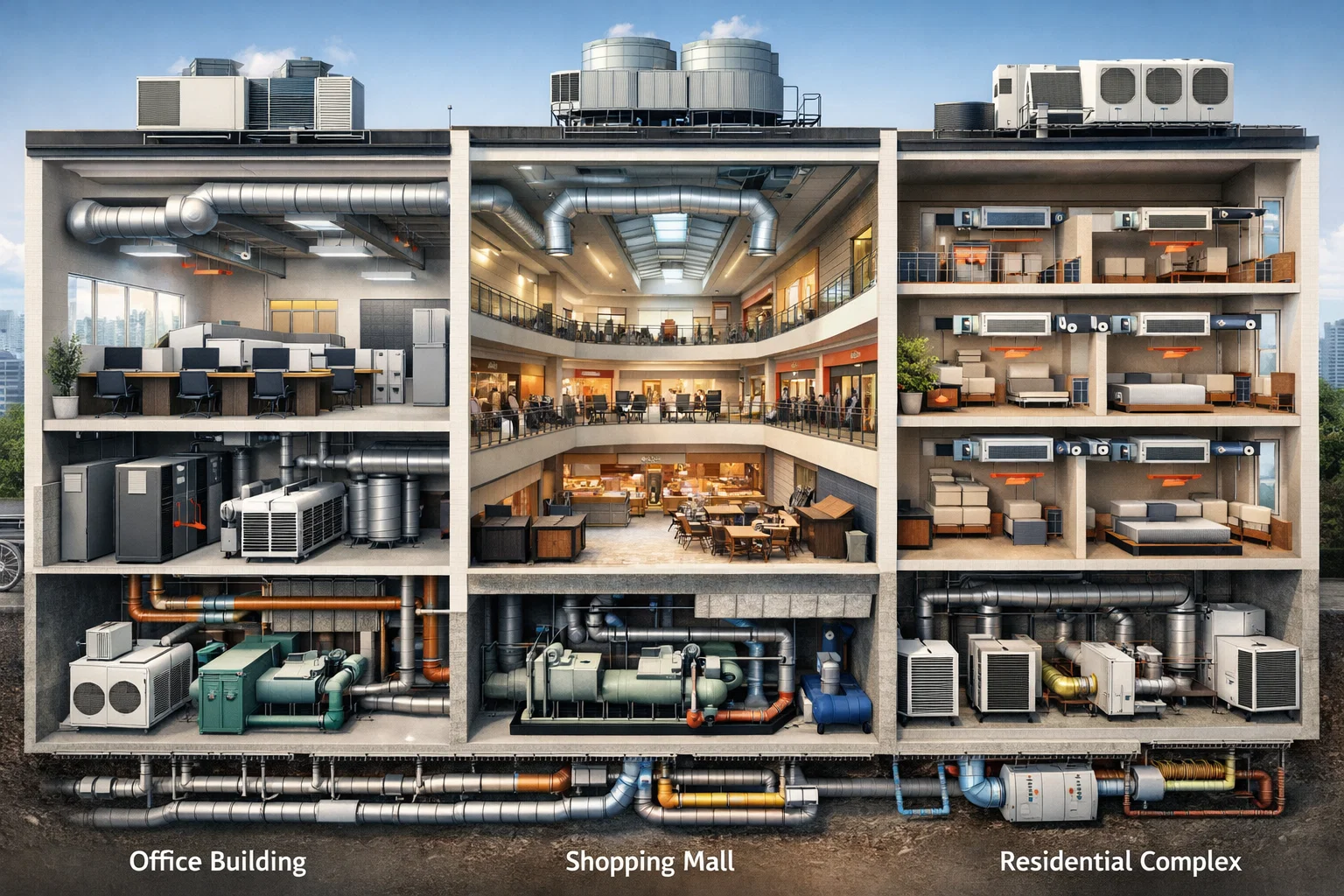 Как спроектировать HVAC для БЦ, ТРЦ и ЖК без типовых ошибок по воздухообмену и холодоснабжению