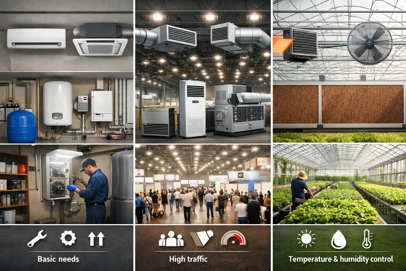 Какие системы подходят для сервисных помещений, выставочных павильонов и теплиц: сравнение по задачам и нагрузке