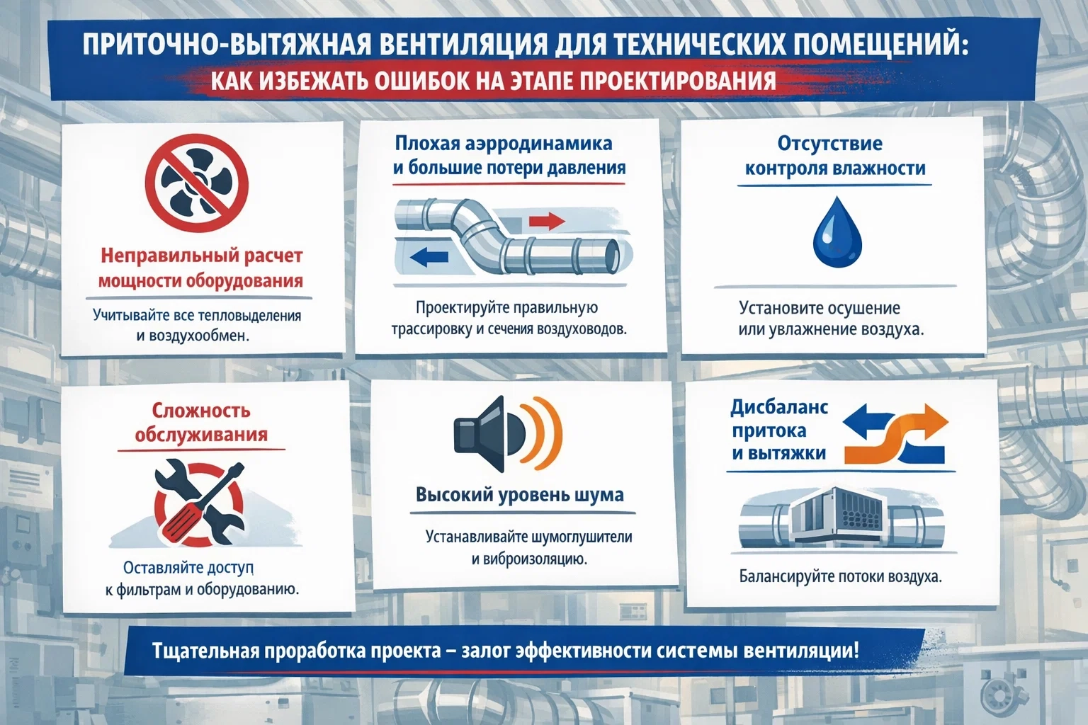 Приточно-вытяжная вентиляция для технических помещений: как избежать ошибок на этапе проектирования